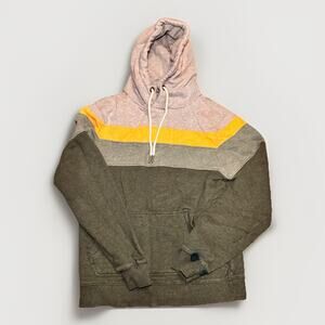 FatFace Colorblock Hoodie Small Gray Yellow Stained Sleeve